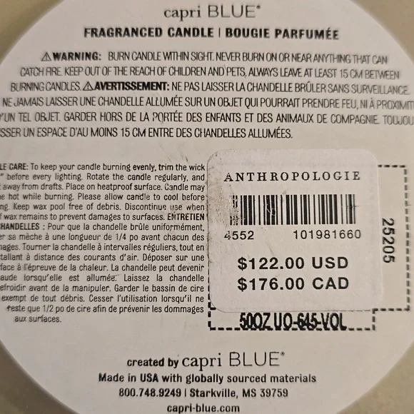 Capri Blue Volcano Glass Candle, Scent: Volcano, Size 50 oz., Retail $122.00 USD - Picture 9 of 12